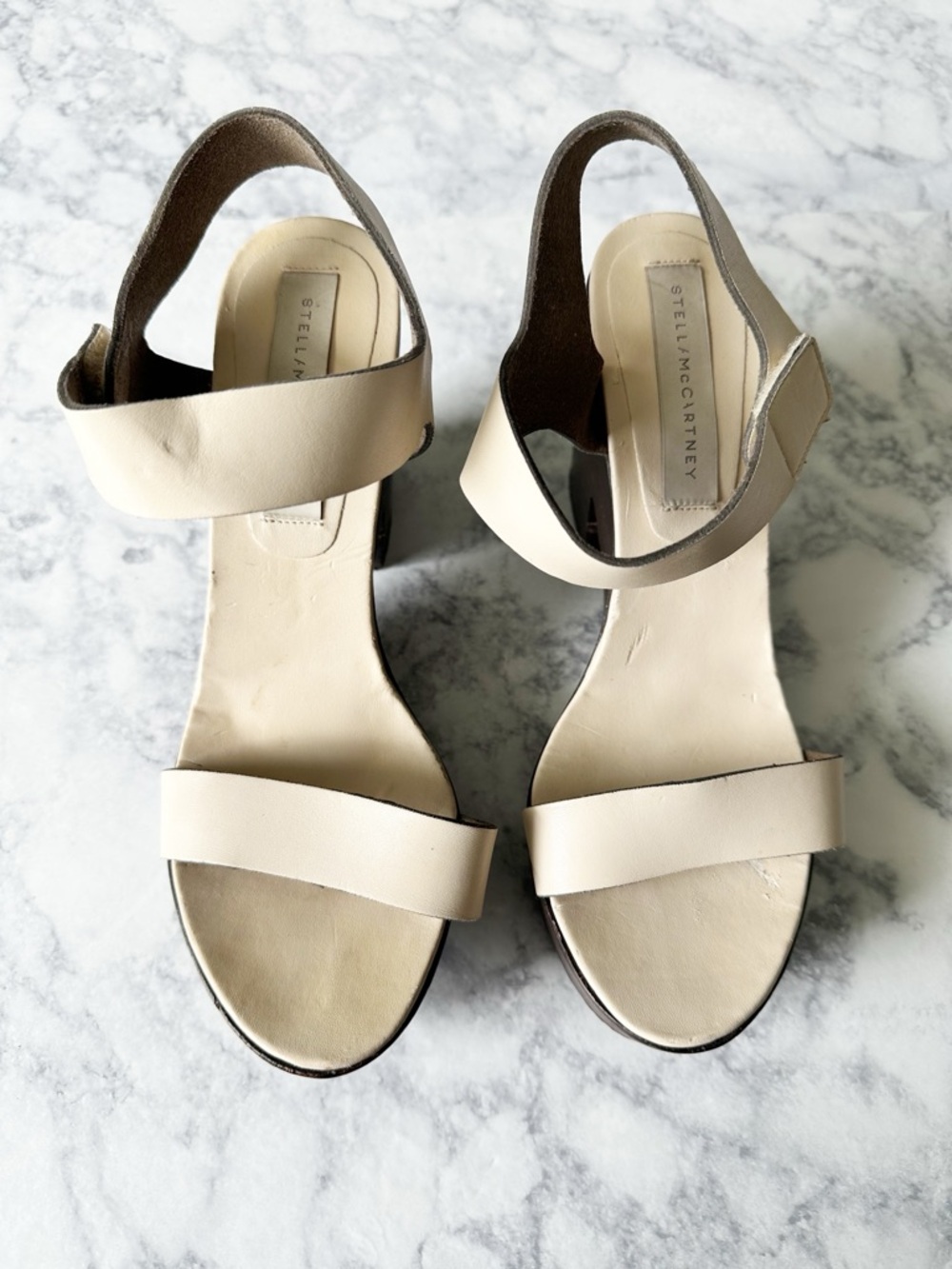 Stella McCartney Beige Chunky Wooden Platform Sandals - Picture 12 of 12